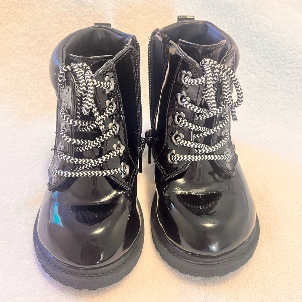 Toddler Girl Black Combat Boots Size #5 USED